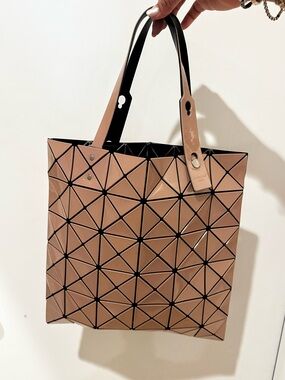 Issey Miyake Bao Bao Designer Geometric Panel 2 tone Tote Bag in Nude